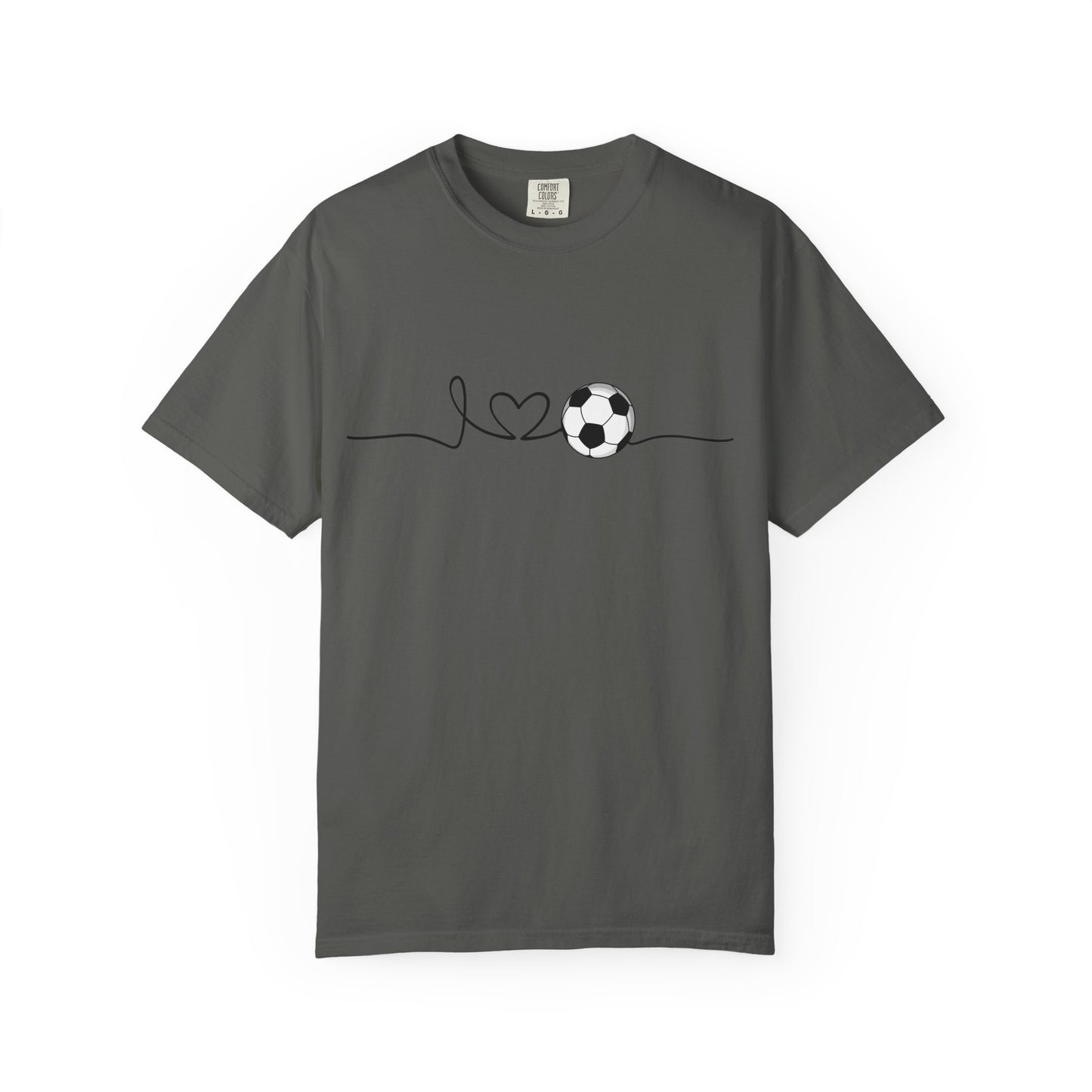 Soccer Heartbeat T-Shirt — Minimalist Line Art Graphic Tee for Soccer Lovers