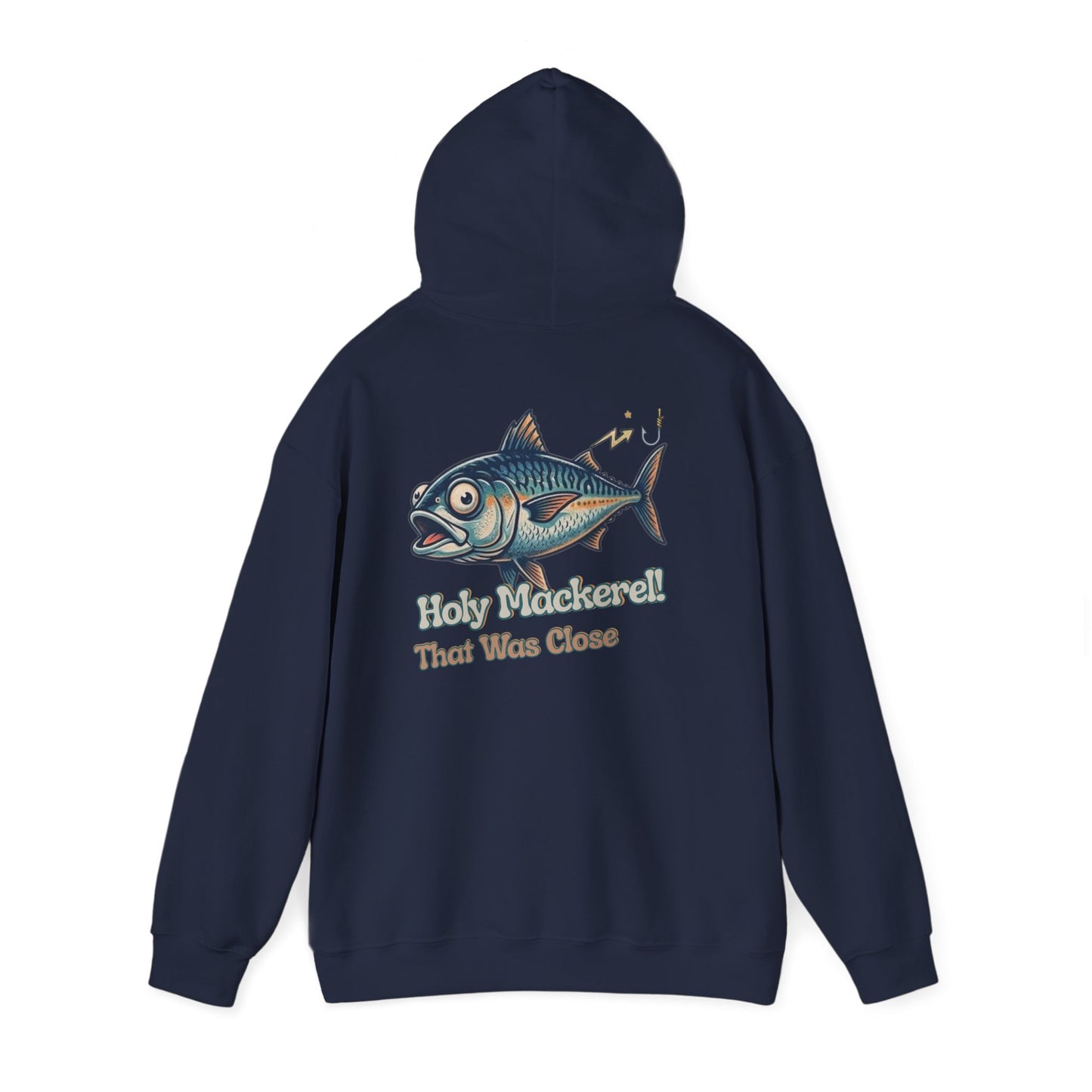 Holy Mackerel Fishing Hoodie — Retro Funny Angler Pullover Sweatshirt