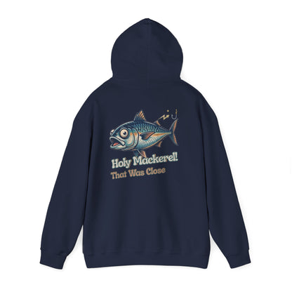 Holy Mackerel Fishing Hoodie — Retro Funny Angler Pullover Sweatshirt