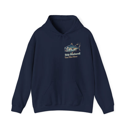 Holy Mackerel Fishing Hoodie — Retro Funny Angler Pullover Sweatshirt