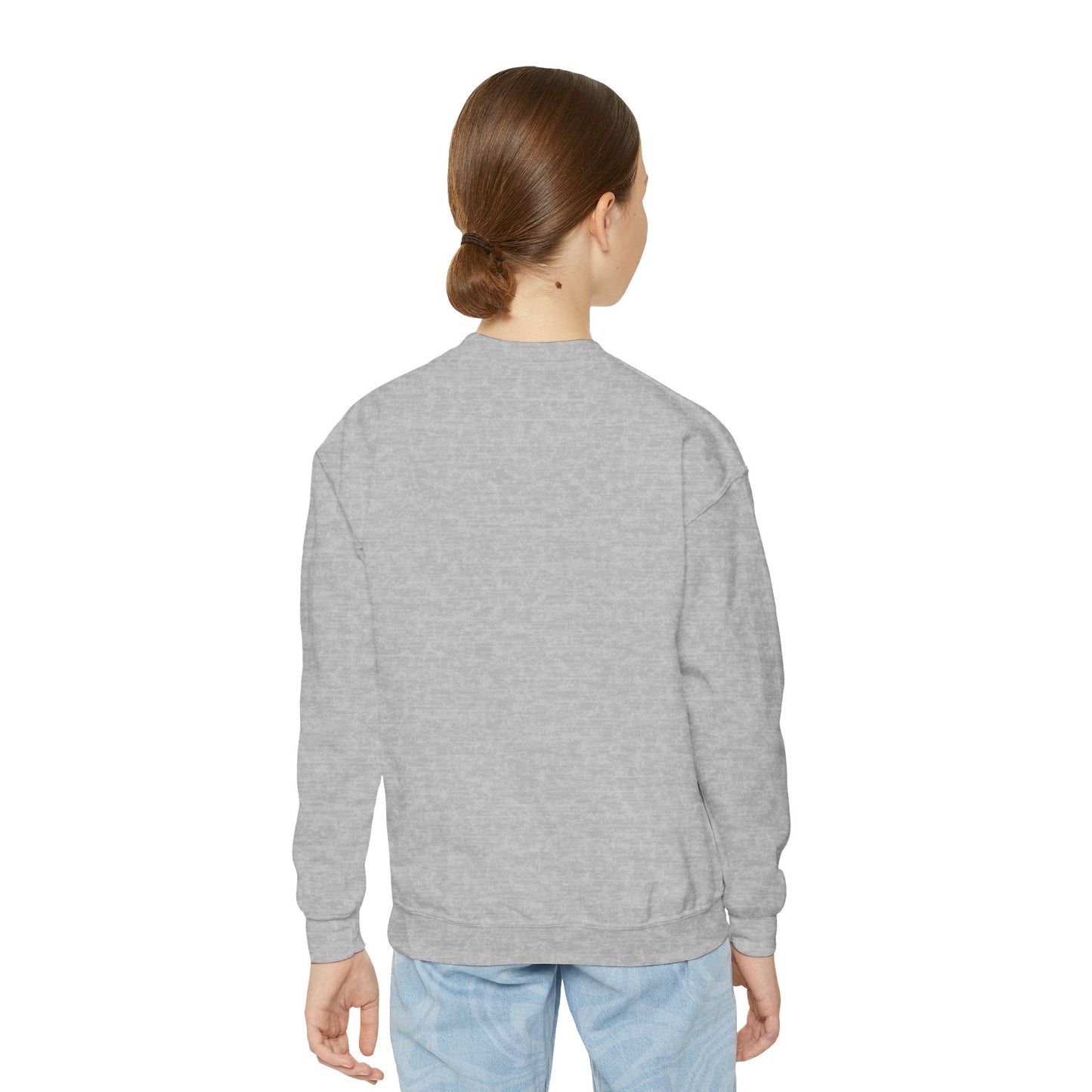 Youth Crewneck Sweatshirt – "Hello School!" Kids Back-to-School Graphic Sweatshirt