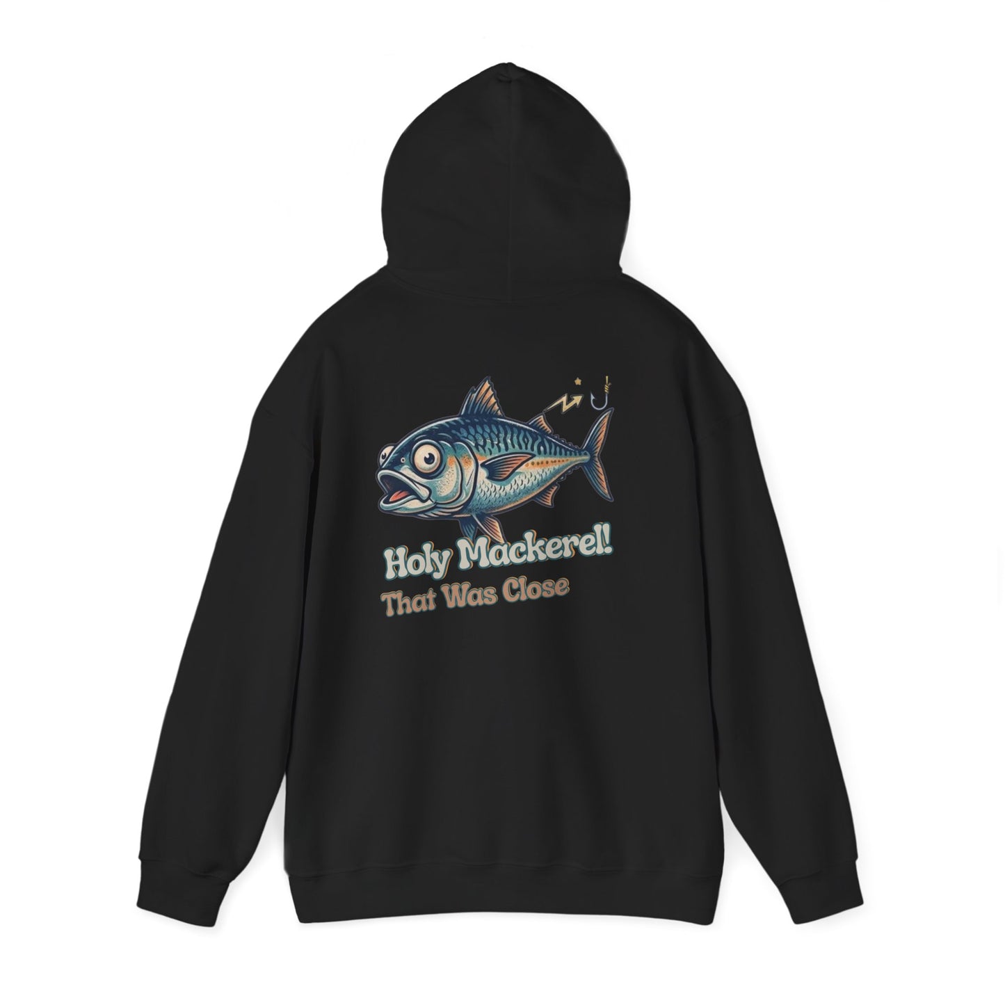 Holy Mackerel Fishing Hoodie — Retro Funny Angler Pullover Sweatshirt