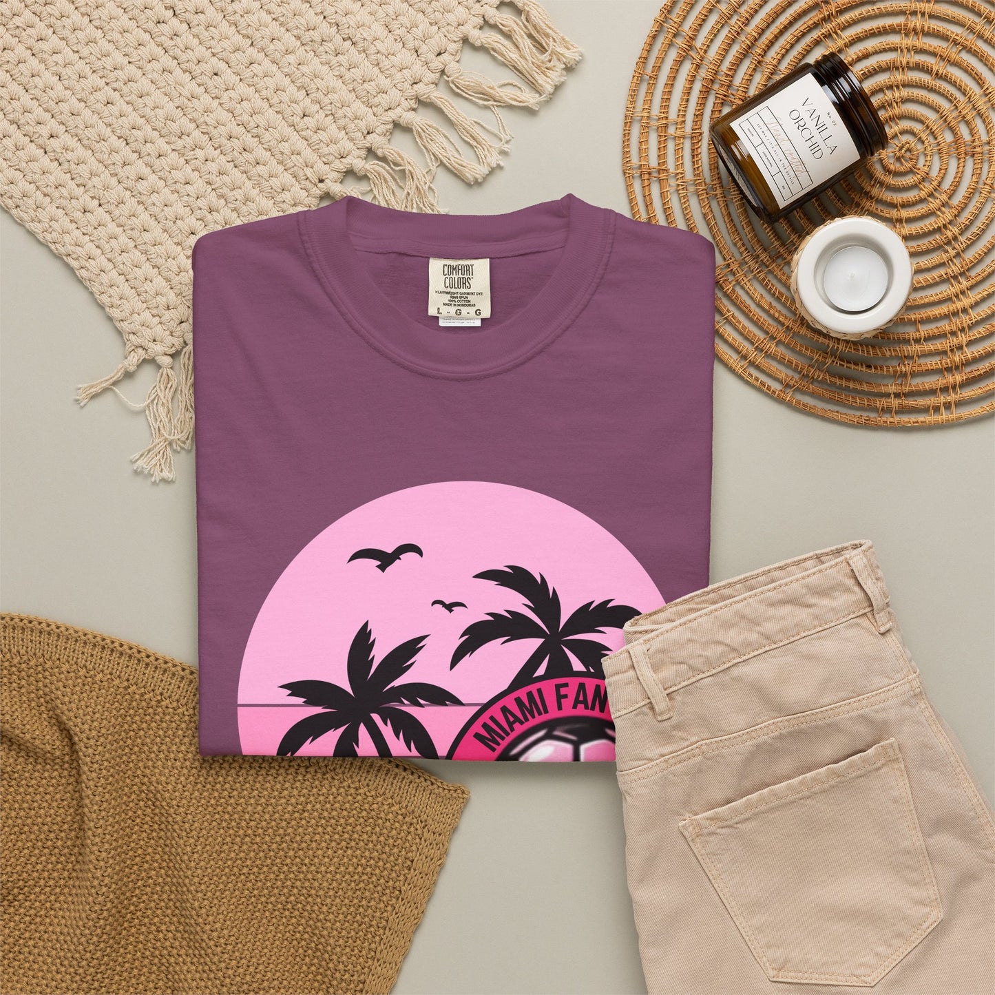Miami Soccer Fan Club T-Shirt — Retro Pink Sunset Game Day Tee