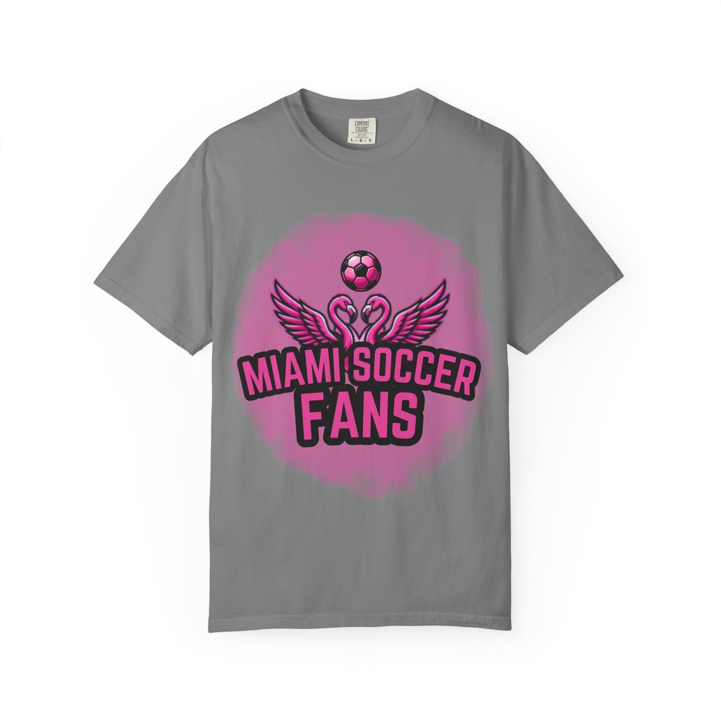 Miami Soccer Fans Pink Flamingo Heart T-Shirt