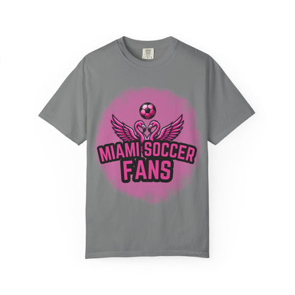 Miami Soccer Fans Pink Flamingo Heart T-Shirt