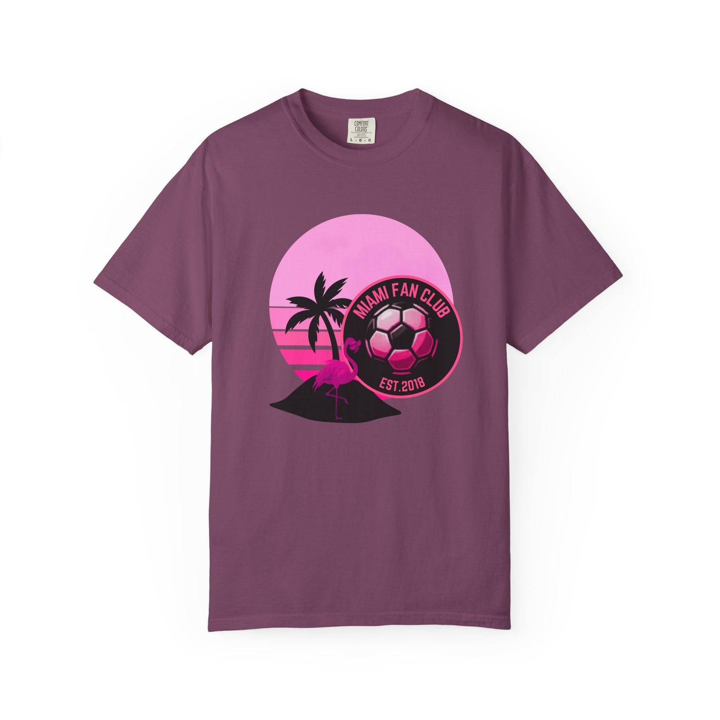 Miami Soccer Fan Club T-Shirt — Retro Pink Flamingo Game Day Tee