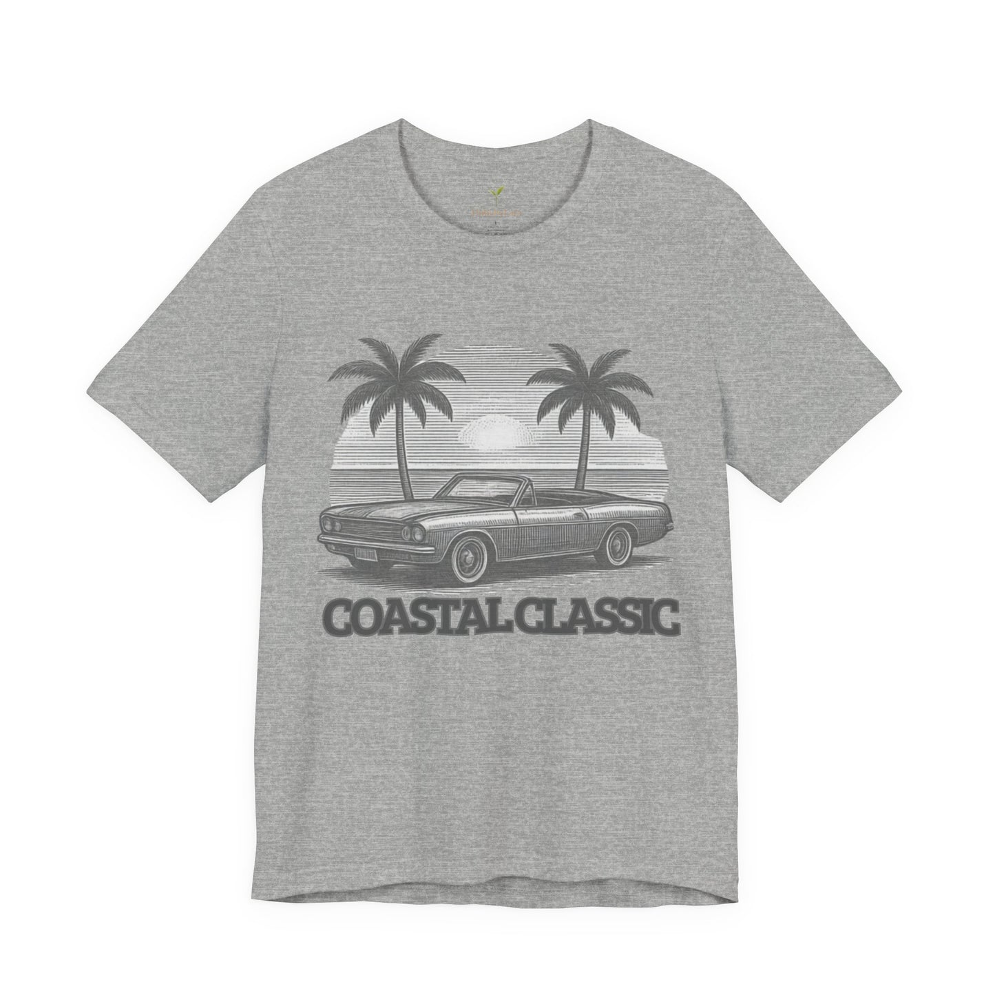 Vintage Convertible Beach T-Shirt — Retro Palm Tree Muscle Car Tee