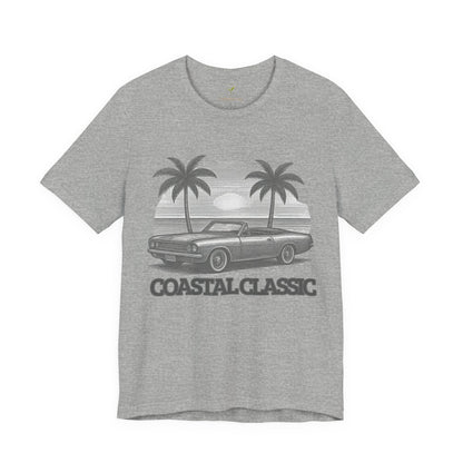 Vintage Convertible Beach T-Shirt — Retro Palm Tree Muscle Car Tee