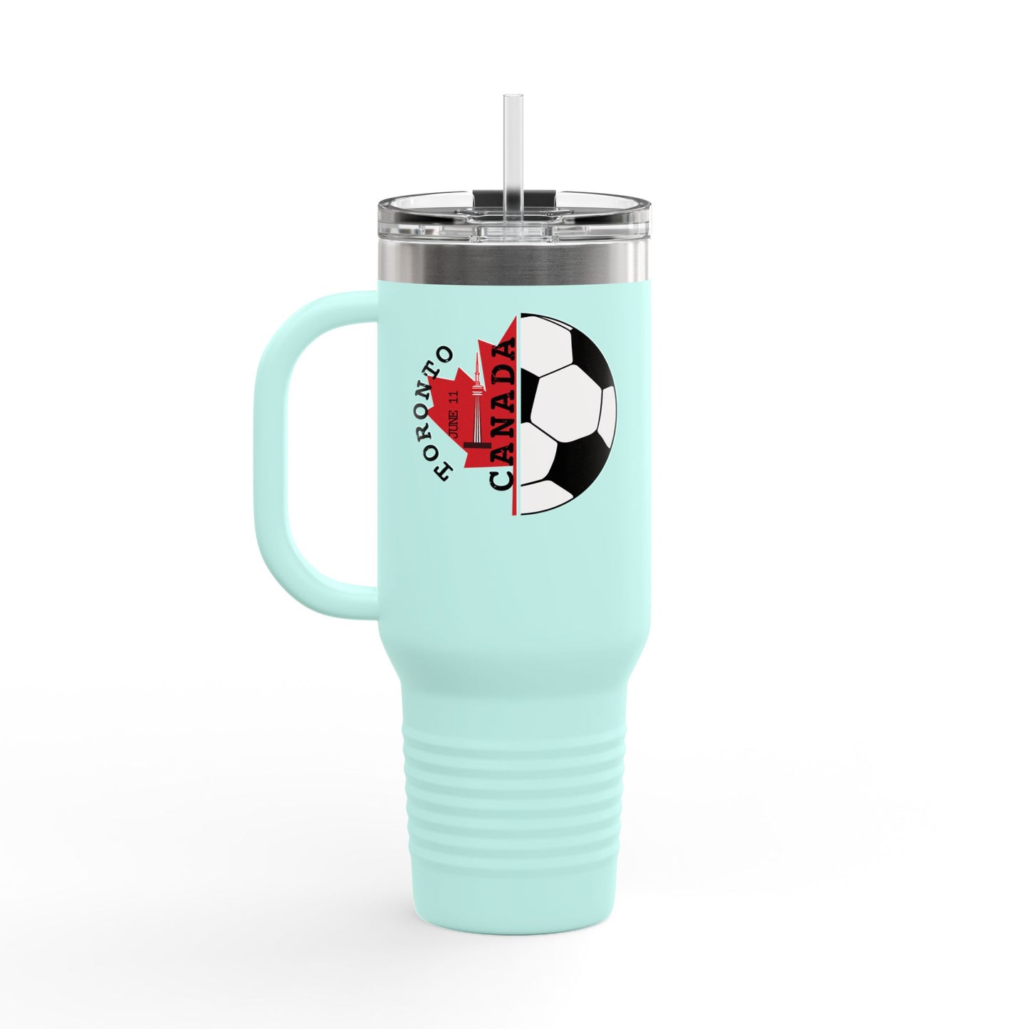 Toronto Soccer Maple Leaf 40oz Insulated Travel Mug with Handle & Straw