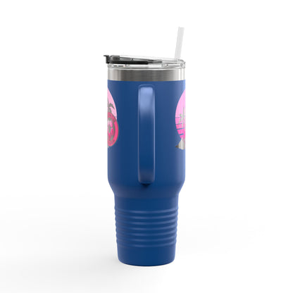 Miami Fan Club Soccer 40oz Insulated Travel Mug — Tropical Pink Sports Tumbler with Handle