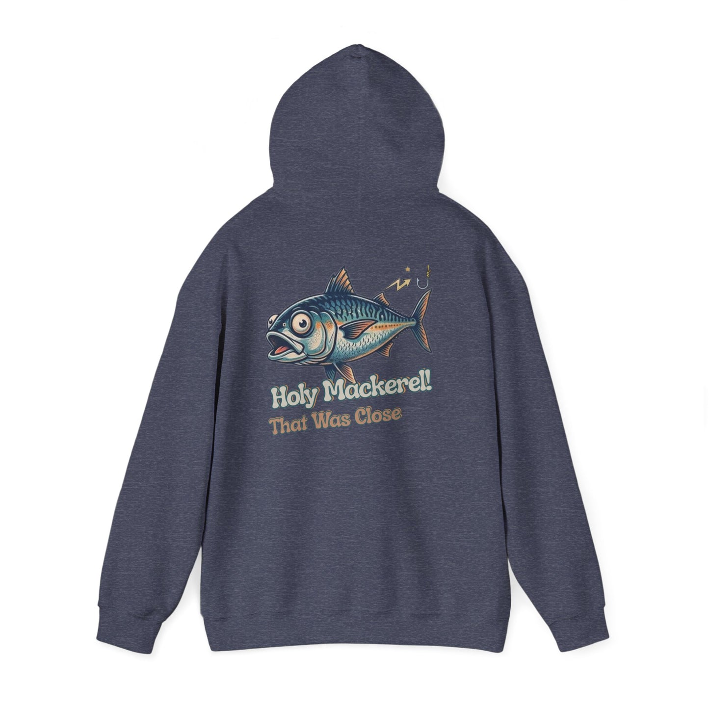 Holy Mackerel Fishing Hoodie — Retro Funny Angler Pullover Sweatshirt