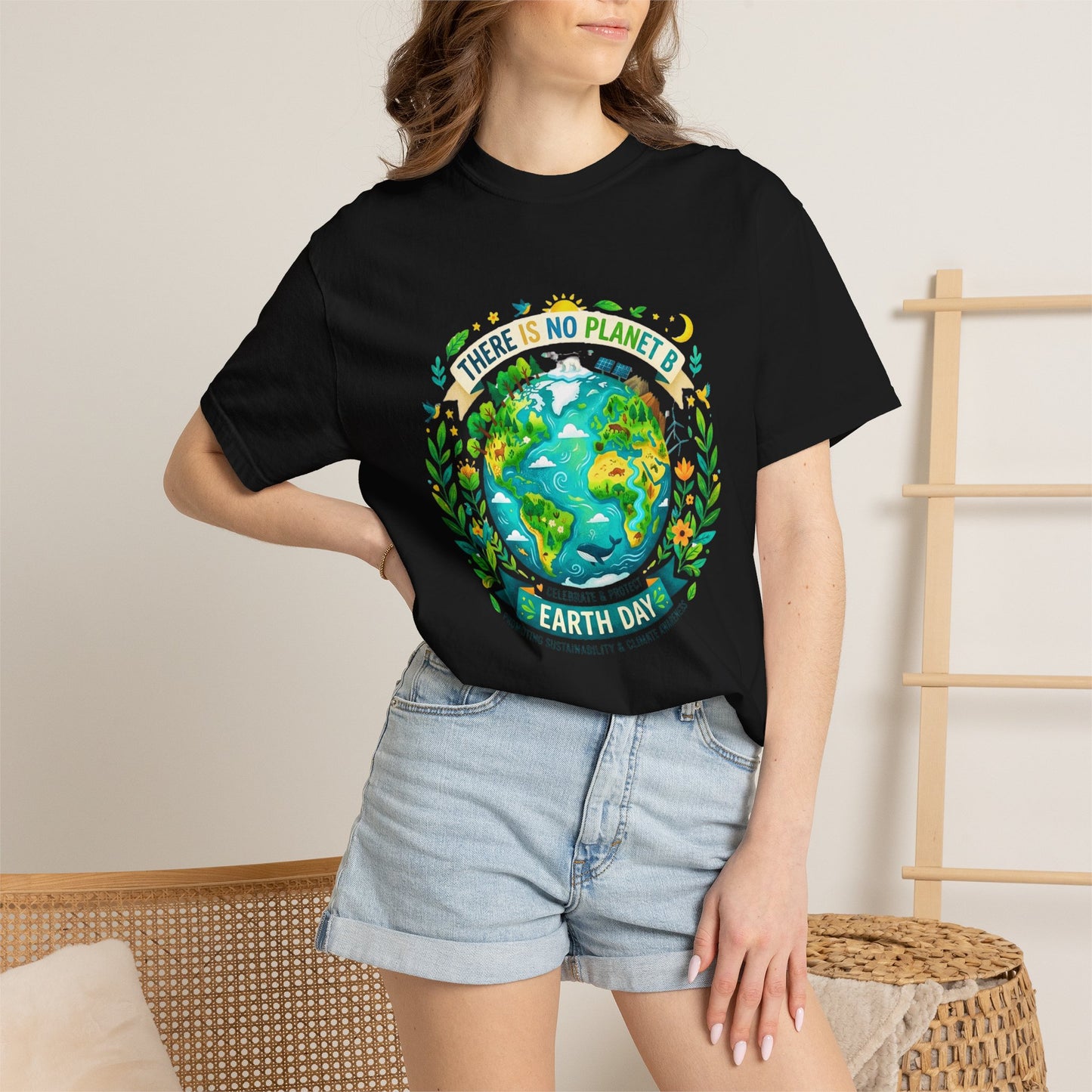Earth Day T-Shirt — "There Is No Planet B" Eco Floral Earth Illustration