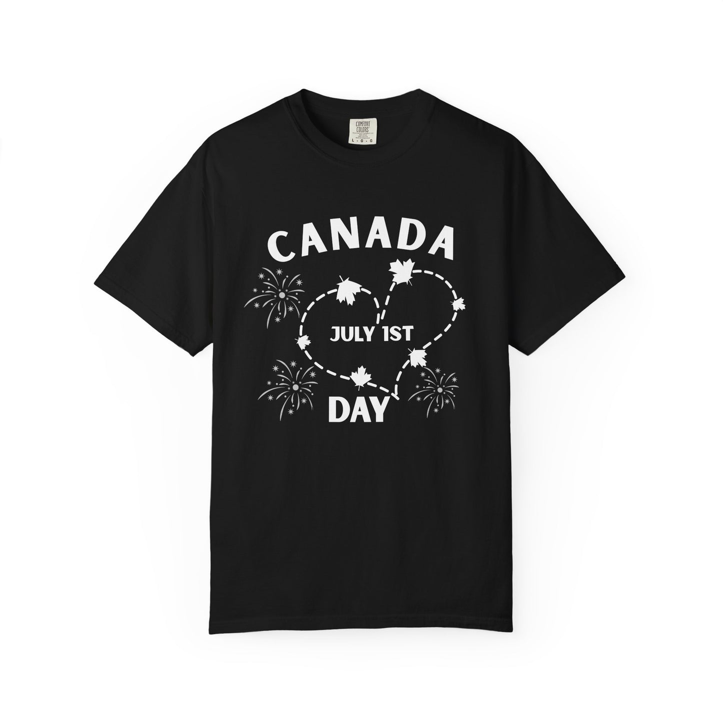 Canada Heart July 1st Day T-Shirt | Canada Day Fireworks Tee