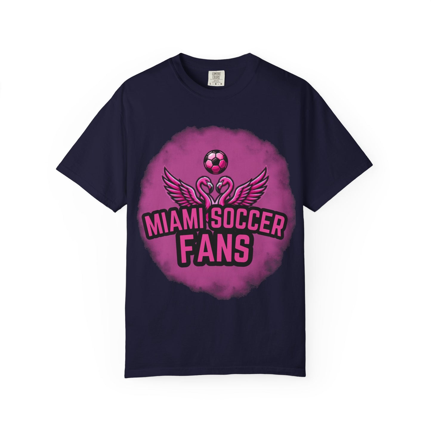 Miami Soccer Fans Pink Flamingo Heart T-Shirt
