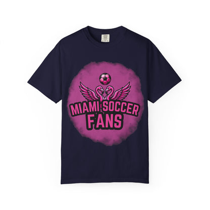 Miami Soccer Fans Pink Flamingo Heart T-Shirt