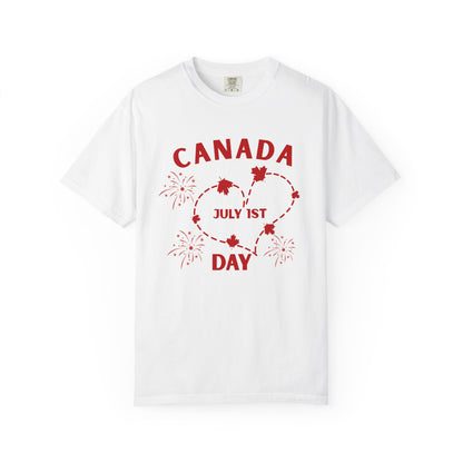 Canada Heart July 1st Day T-Shirt | Canada Day Fireworks Tee