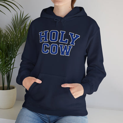 Holy Cow Collegiate Hoodie — Retro Mascot Letterman Style