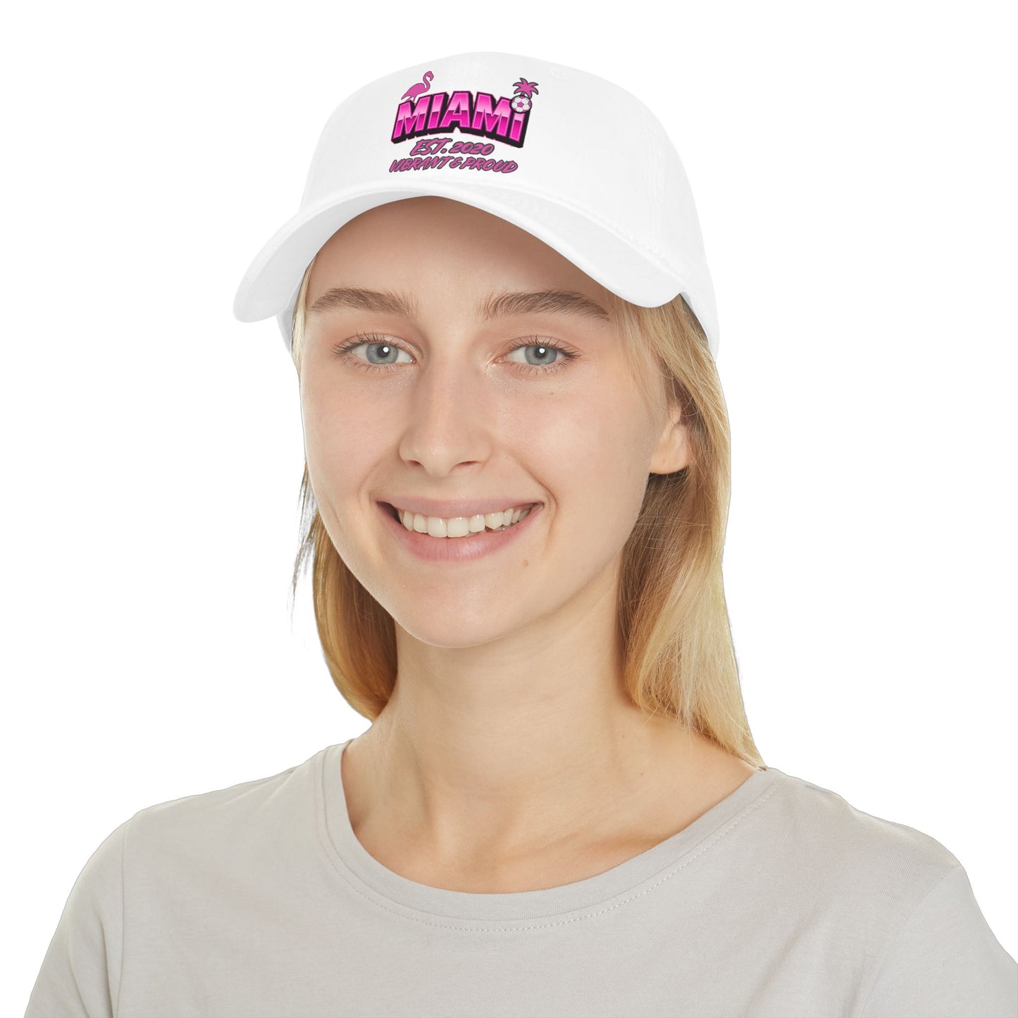 Miami Soccer Pink Flamingo Baseball Cap – Adjustable Cotton Dad Hat
