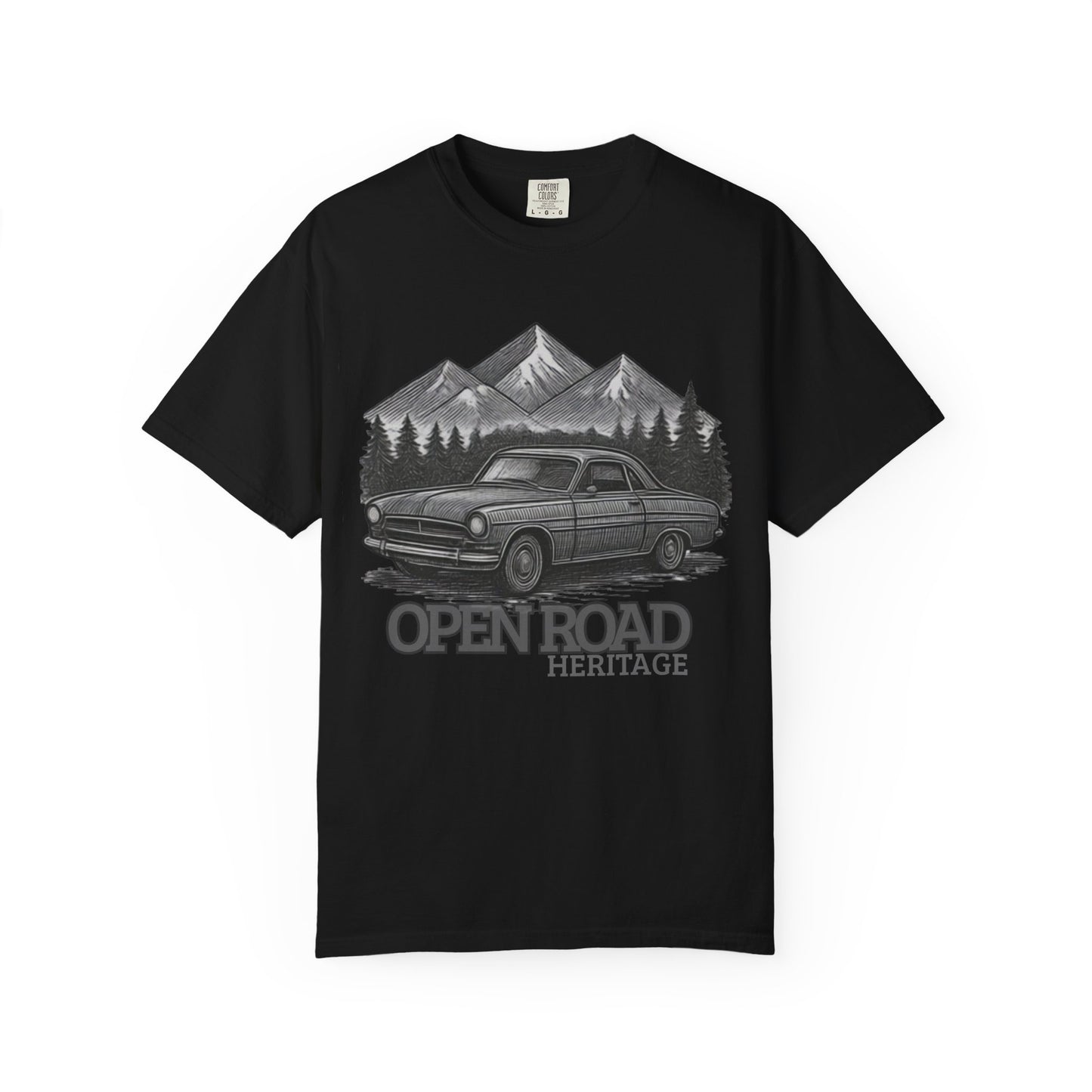 Vintage Open Road Heritage Classic Car Tee — Retro Mountain Driving