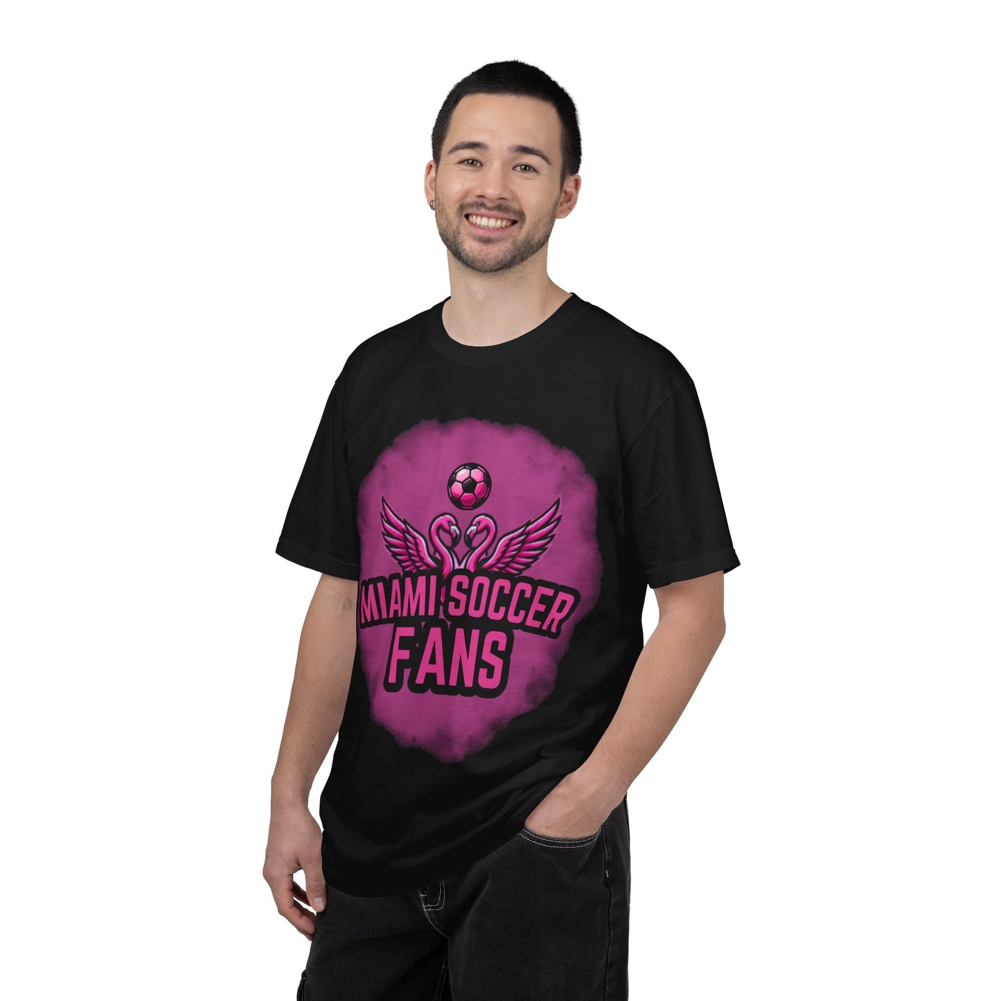 Miami Soccer Fans Pink Flamingo Heart T-Shirt