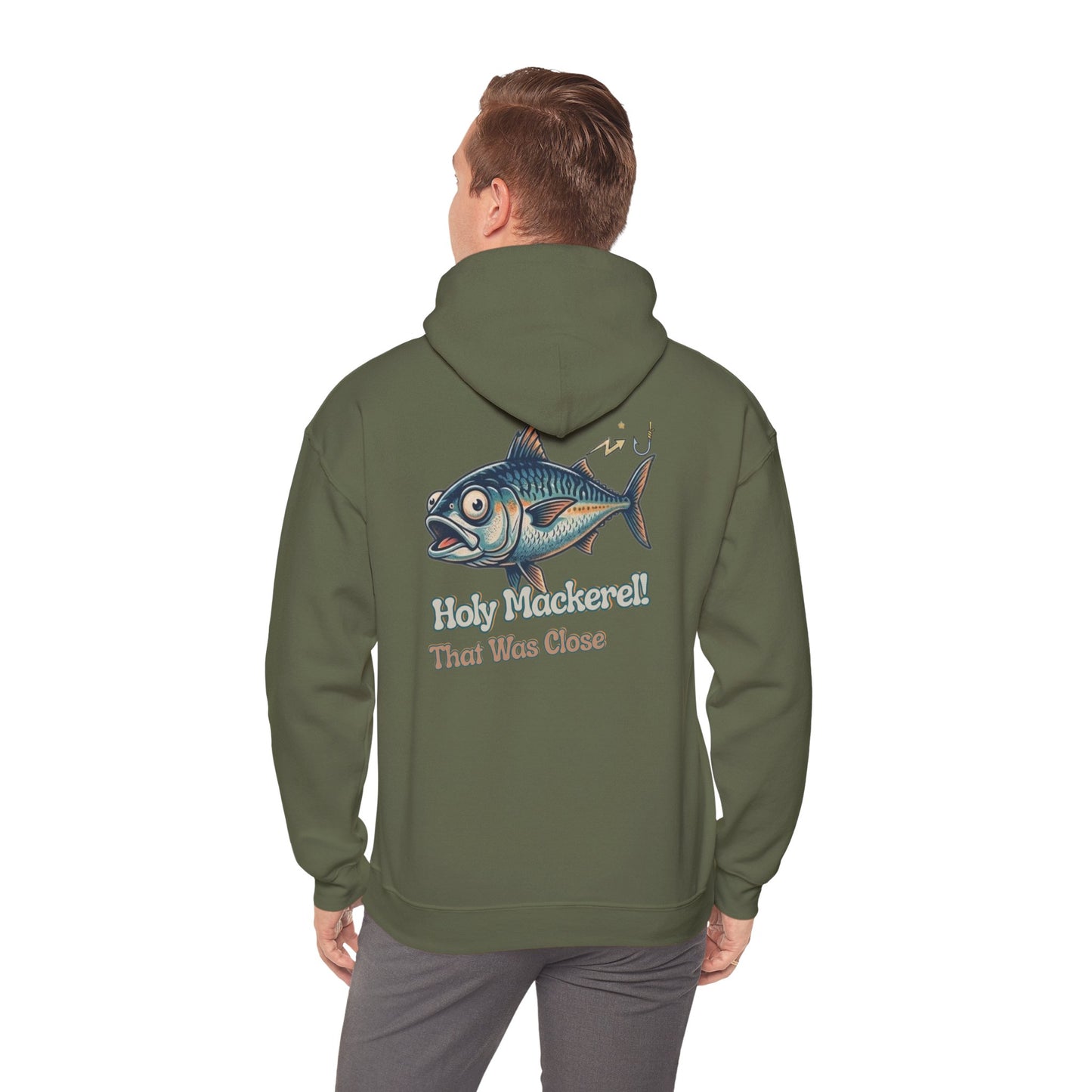 Holy Mackerel Fishing Hoodie — Retro Funny Angler Pullover Sweatshirt