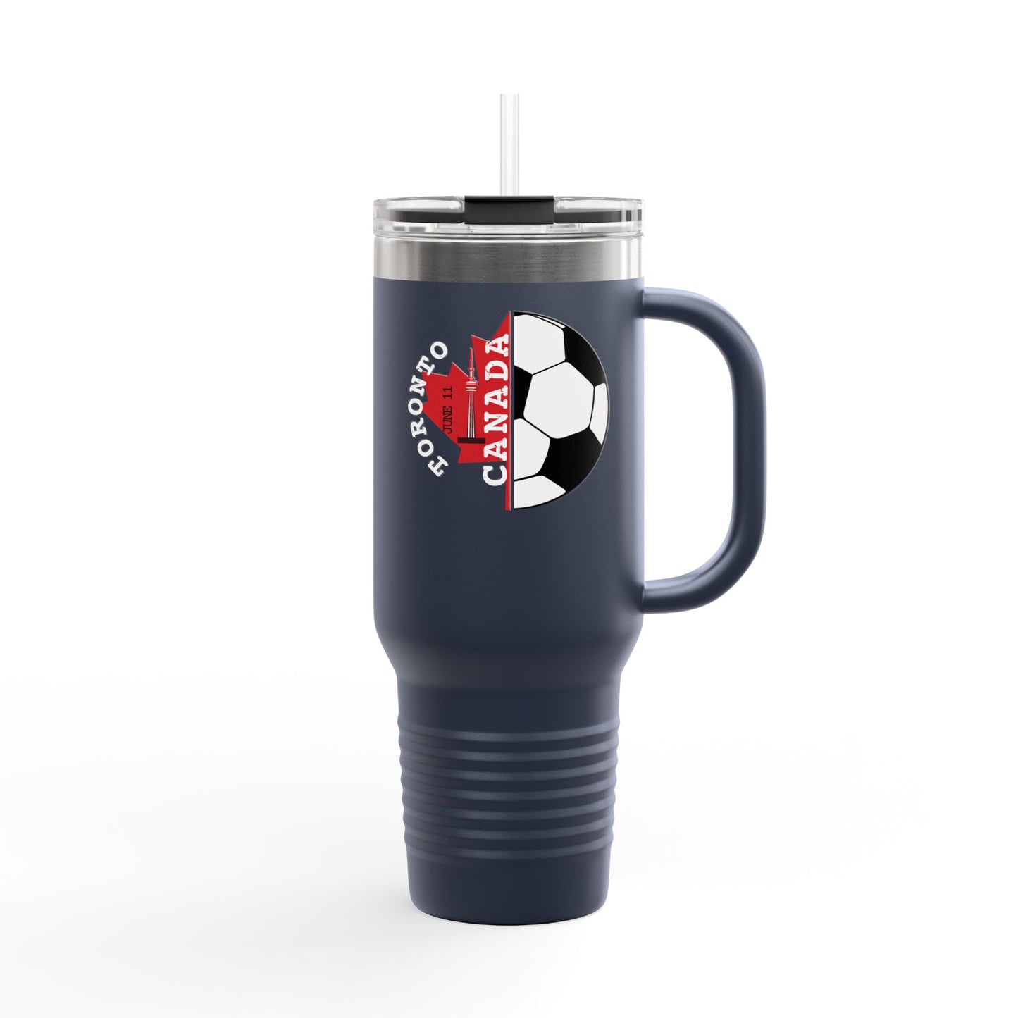Toronto Soccer Maple Leaf 40oz Insulated Travel Mug with Handle & Straw