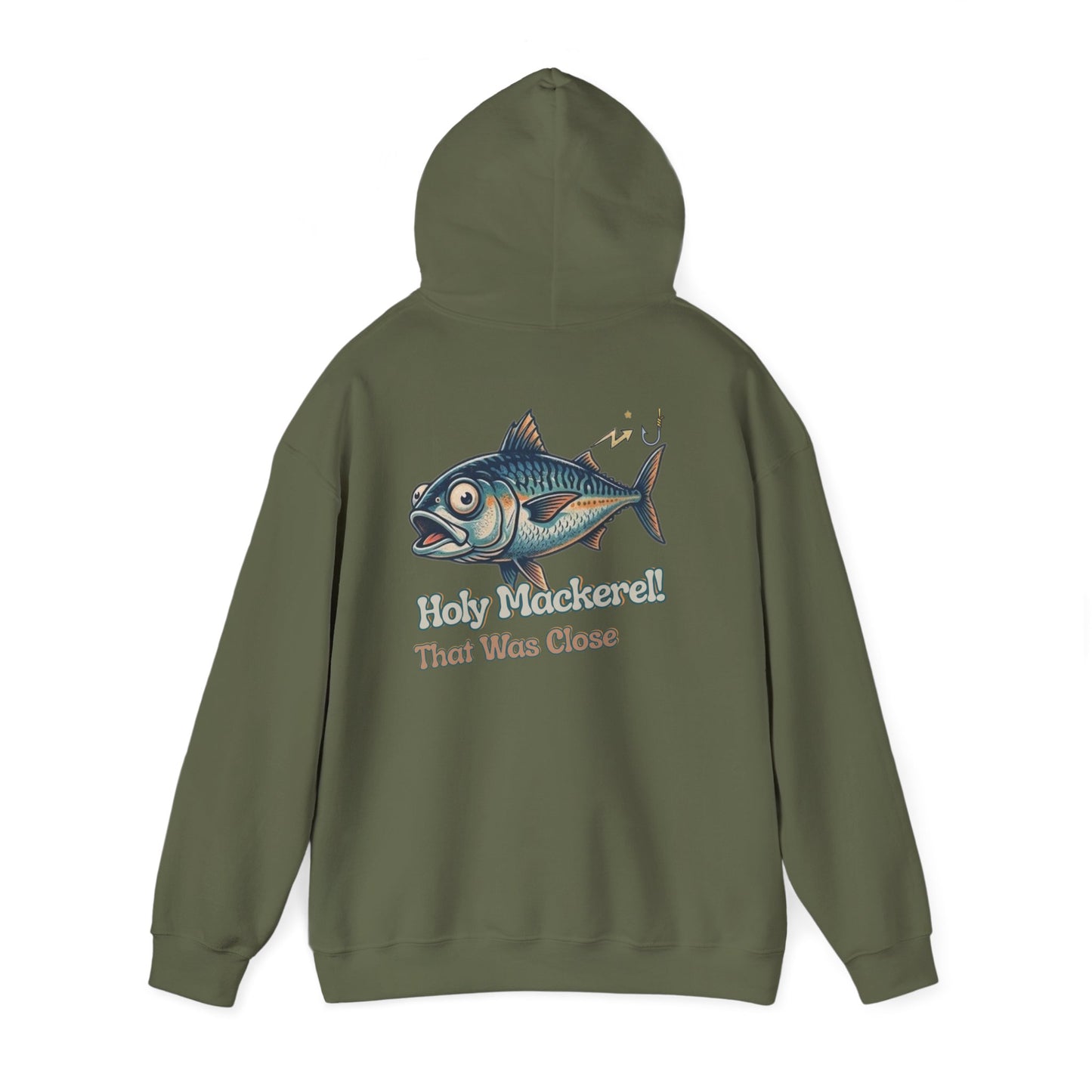 Holy Mackerel Fishing Hoodie — Retro Funny Angler Pullover Sweatshirt