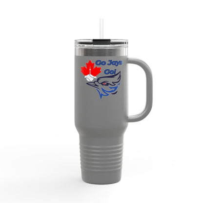 Go Jays Go! 40oz Insulated Travel Mug — Stainless Steel Baseball Fan Tumbler