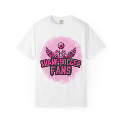 Miami Soccer Fans Pink Flamingo Heart T-Shirt