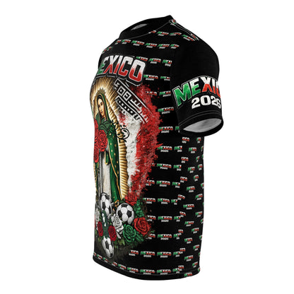 Mexico Soccer Señora de Guadalupe All-Over Print Tee — 2026 Mexican Pride Futbol Fan Shirt