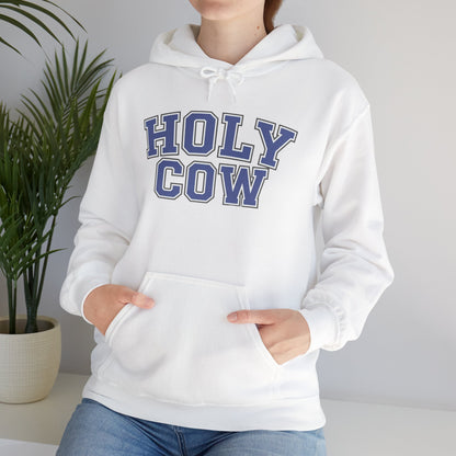 Holy Cow Collegiate Hoodie — Retro Mascot Letterman Style