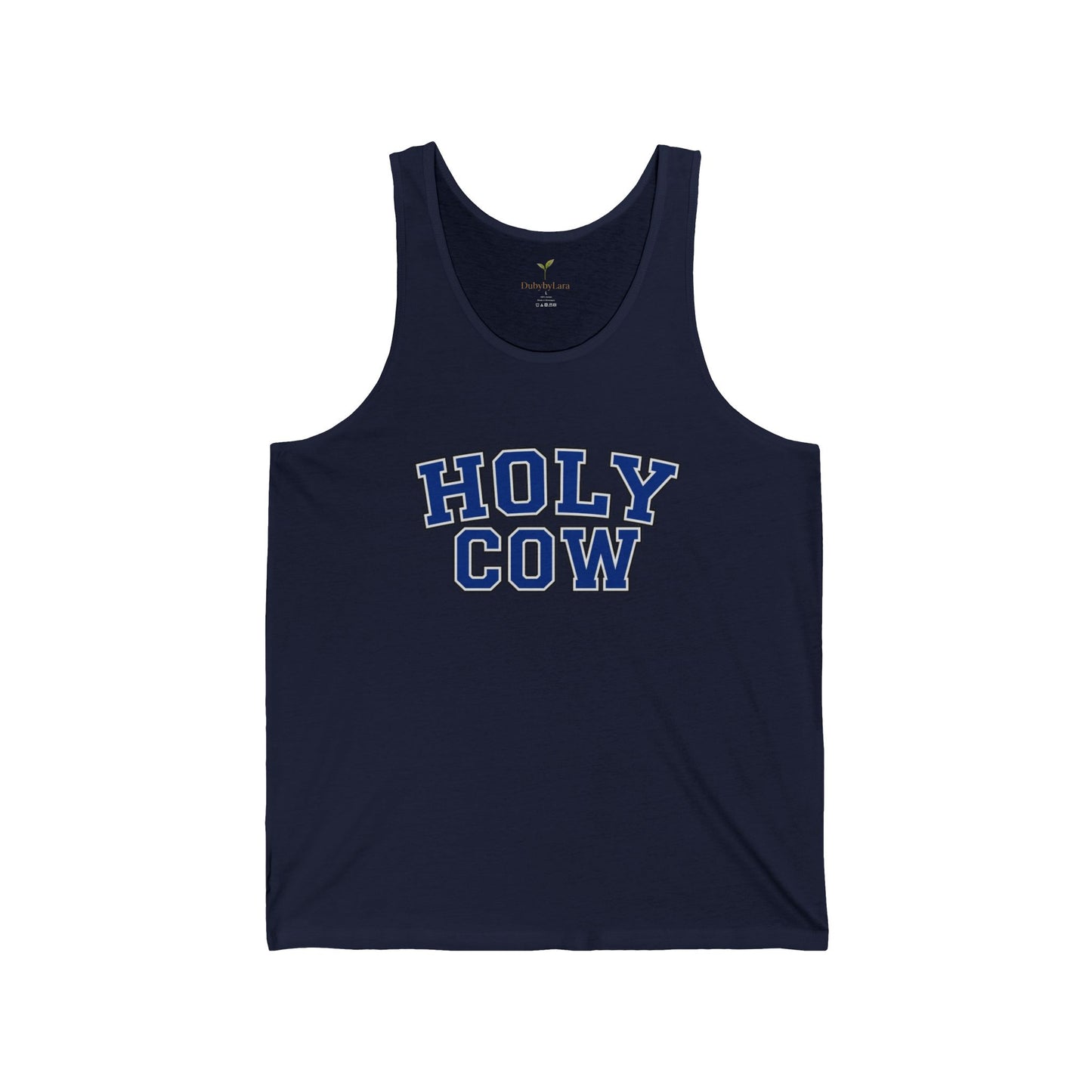 Holy Cow Tank Top — Funny Collegiate Varsity Style Sleeveless Shirt