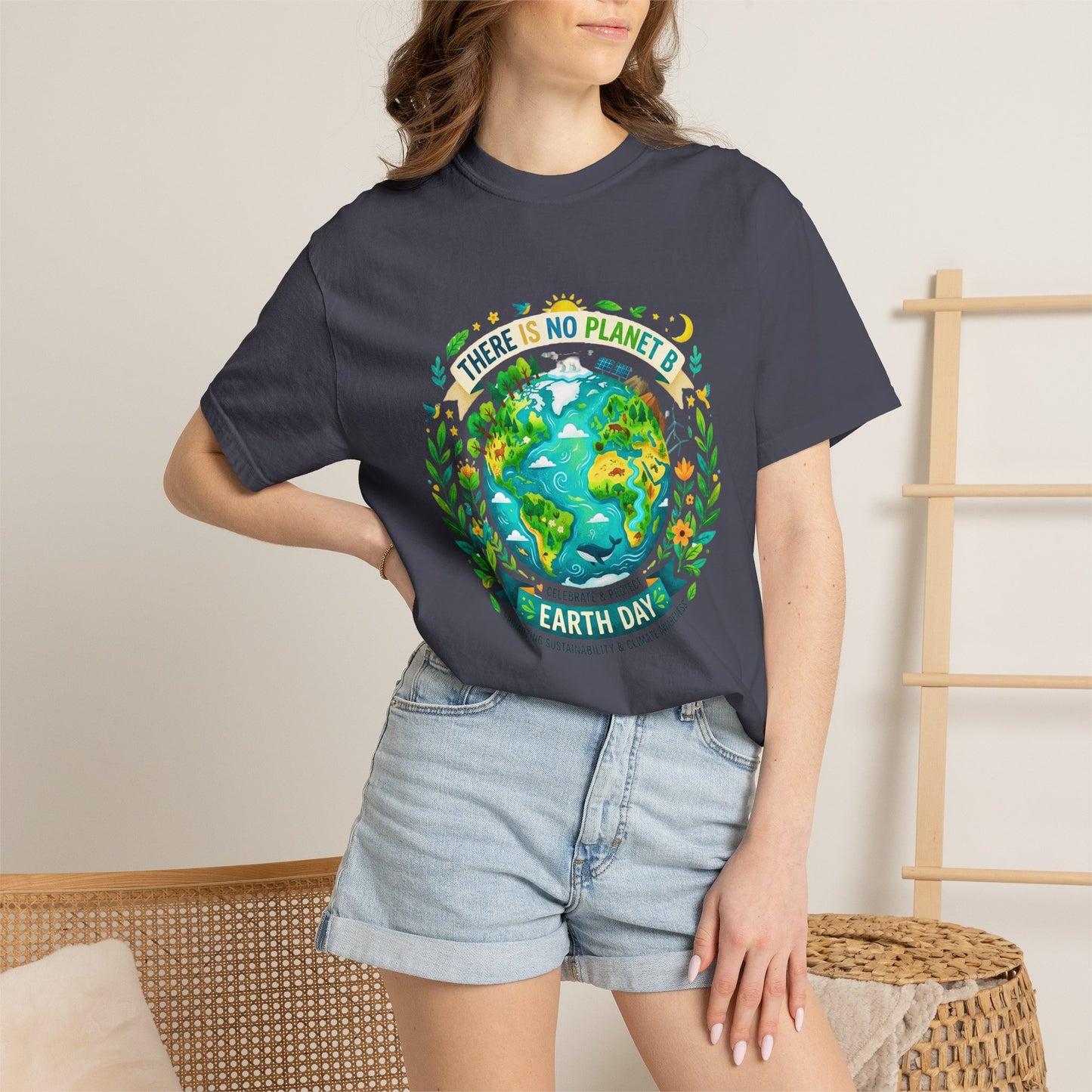 Earth Day T-Shirt — "There Is No Planet B" Eco Floral Earth Illustration