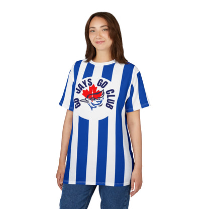 Striped Go Jays Club Tee — Blue & White Fan Shirt