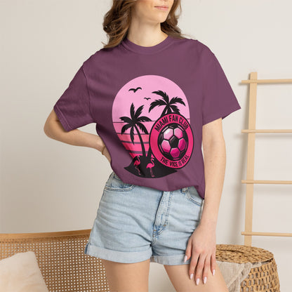 Miami Soccer Fan Club T-Shirt — Retro Pink Sunset Game Day Tee