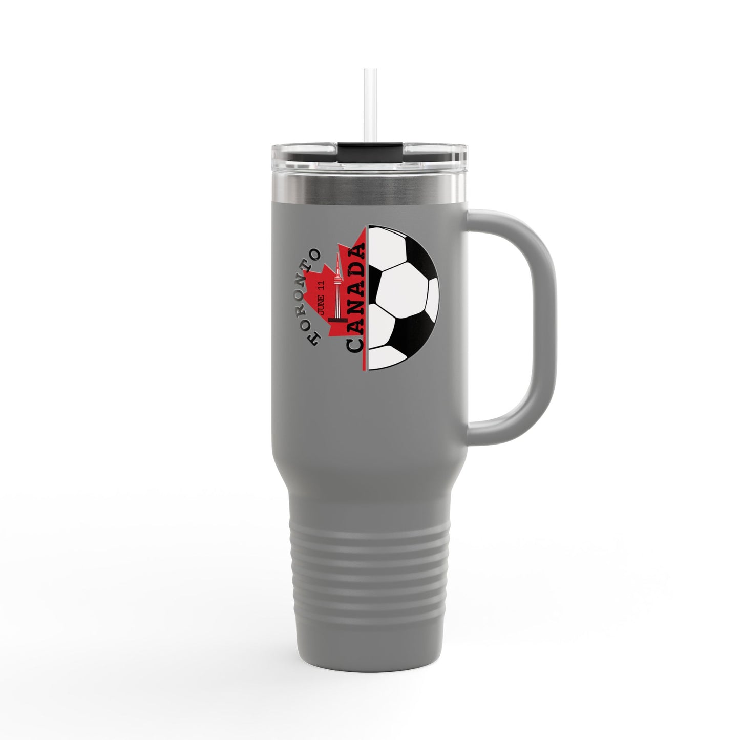 Toronto Soccer Maple Leaf 40oz Insulated Travel Mug with Handle & Straw