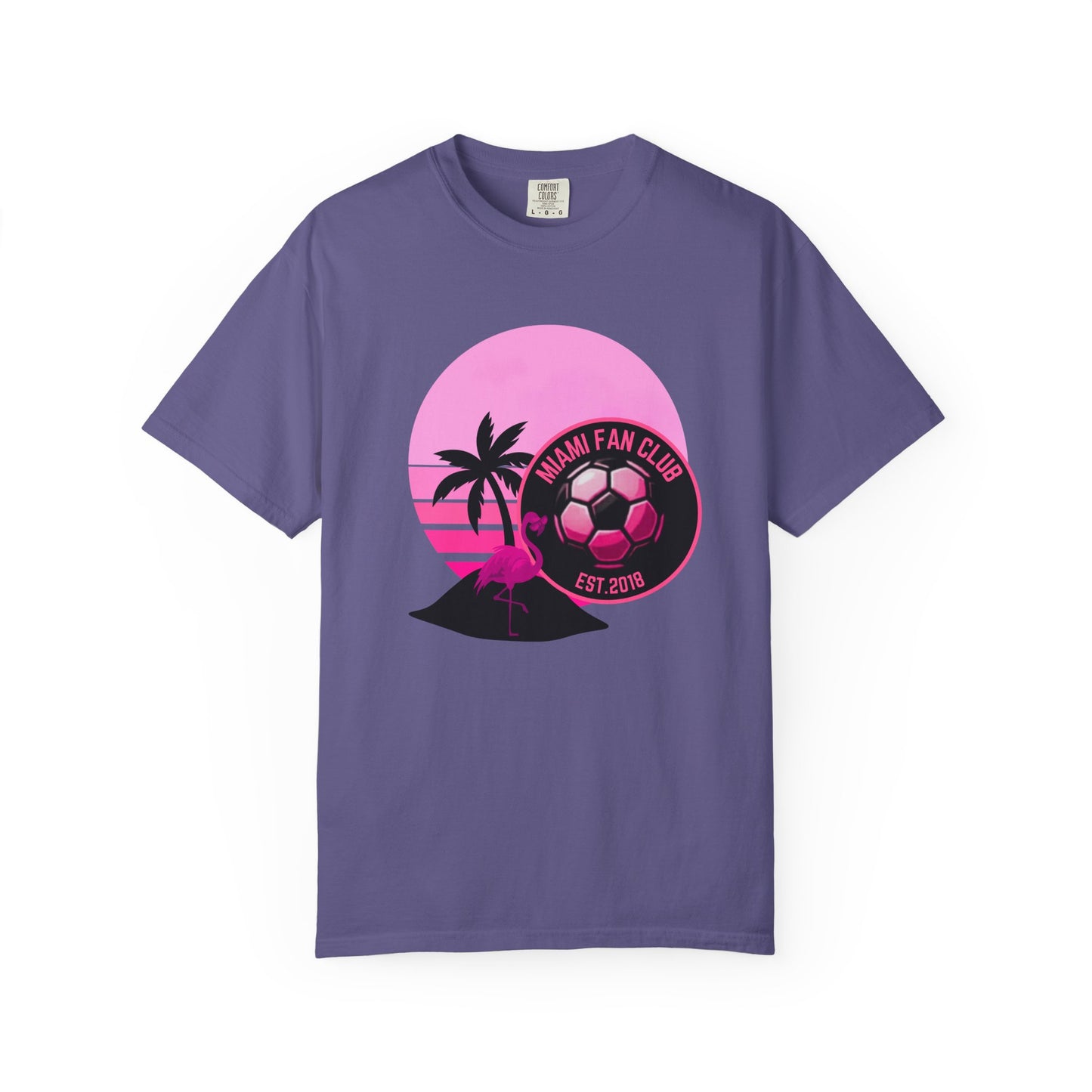 Miami Soccer Fan Club T-Shirt — Retro Pink Flamingo Game Day Tee