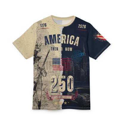 America Then & Now 1776-2026 Bicentennial Tee | Patriotic USA History Shirt