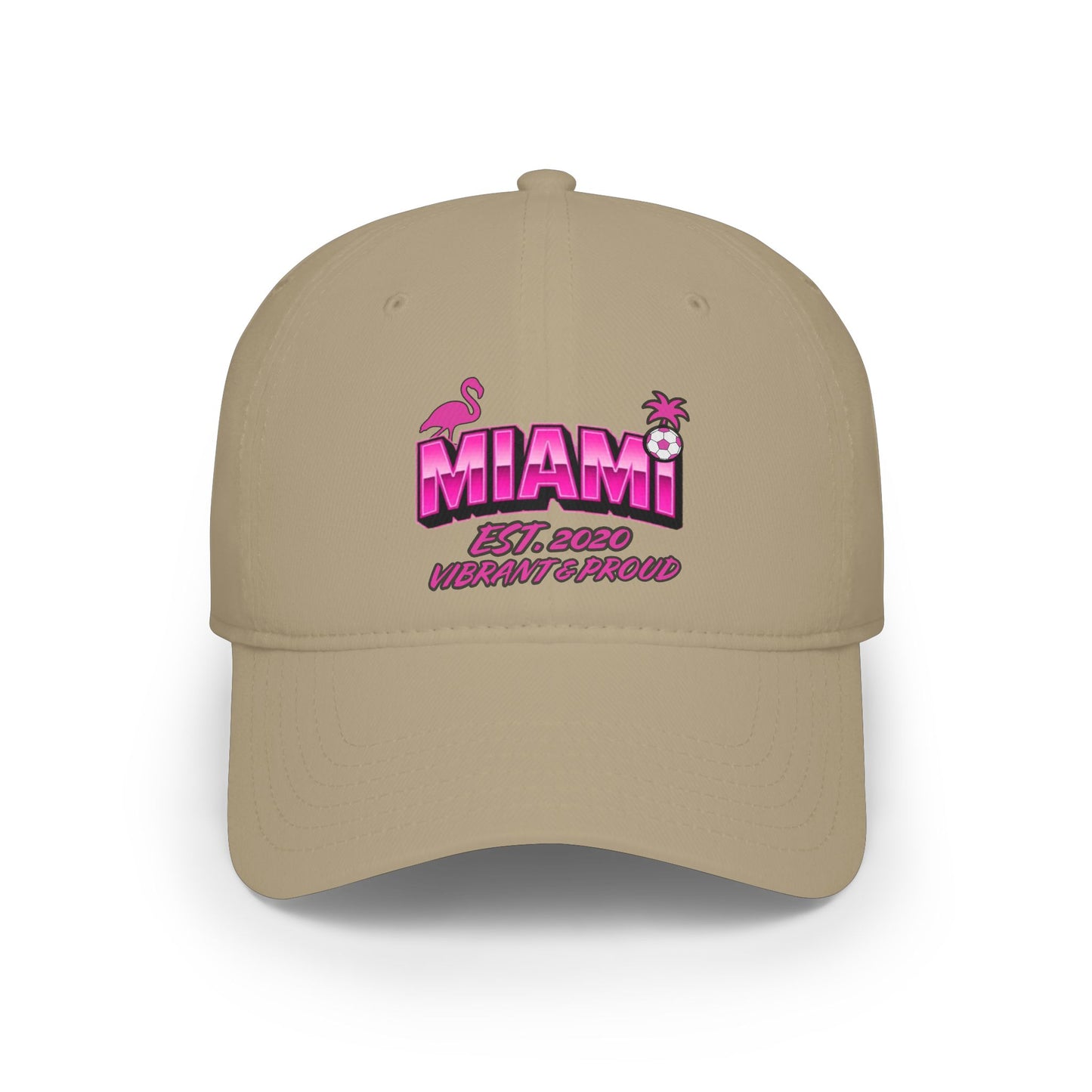 Miami Soccer Pink Flamingo Baseball Cap – Adjustable Cotton Dad Hat