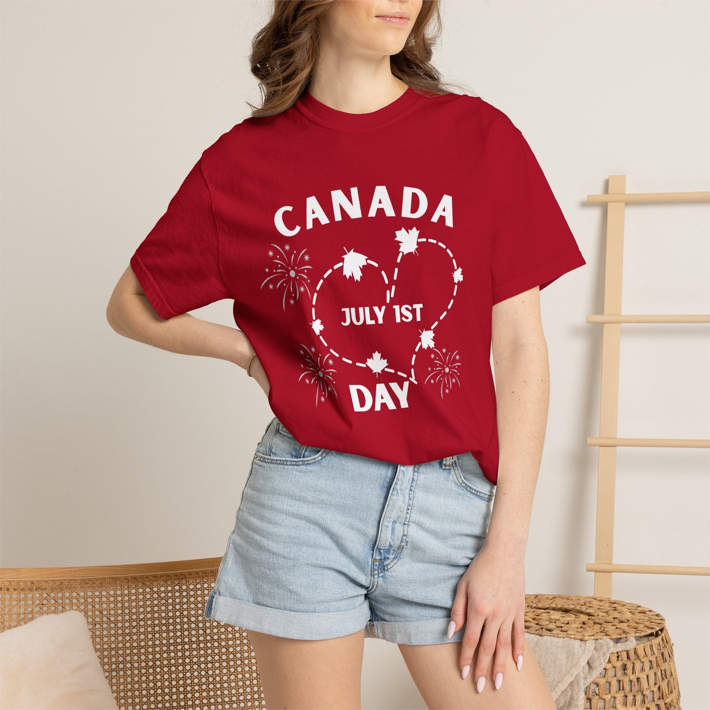 Canada Heart July 1st Day T-Shirt | Canada Day Fireworks Tee