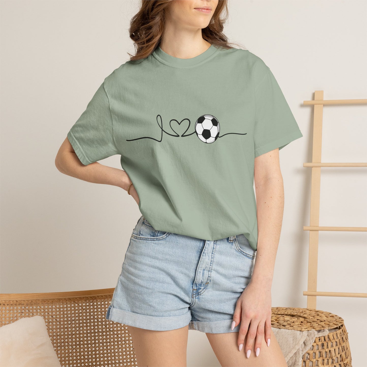 Soccer Heartbeat T-Shirt — Minimalist Line Art Graphic Tee for Soccer Lovers
