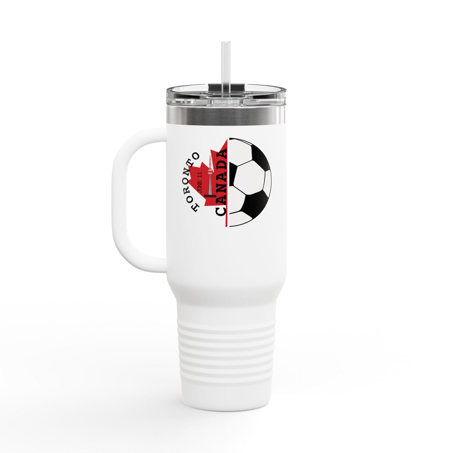 Toronto Soccer Maple Leaf 40oz Insulated Travel Mug with Handle & Straw