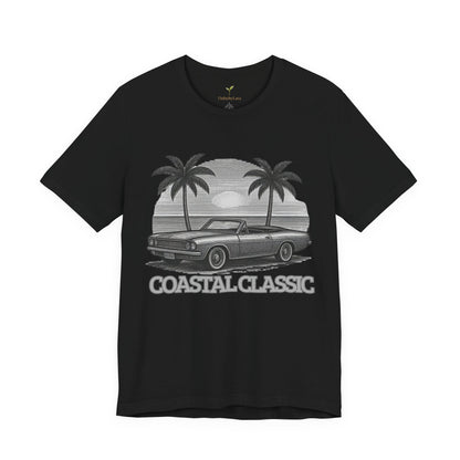 Vintage Convertible Beach T-Shirt — Retro Palm Tree Muscle Car Tee
