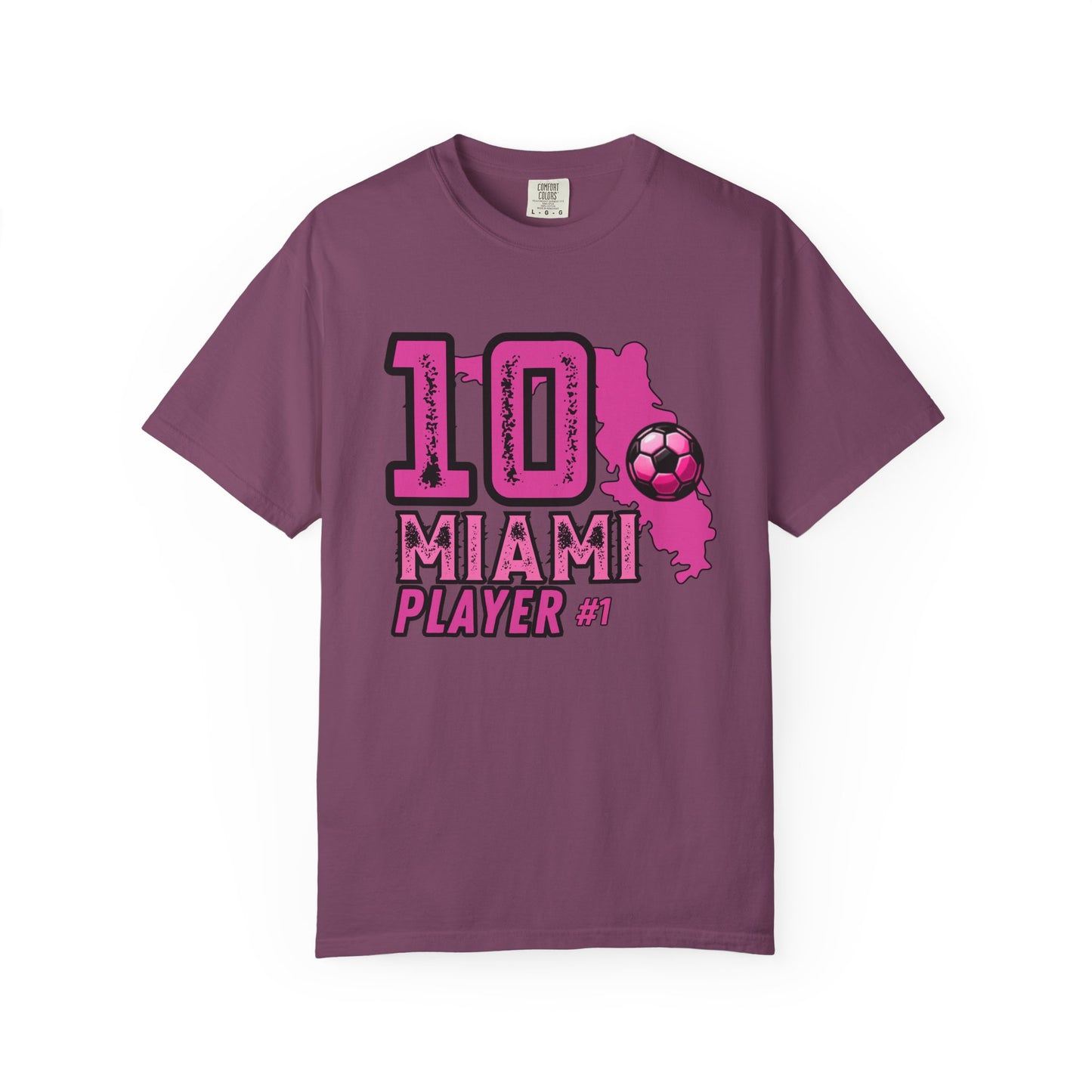Miami # 10 Football Player T-Shirt — Athletic Garment-Dyed Soccer Tee