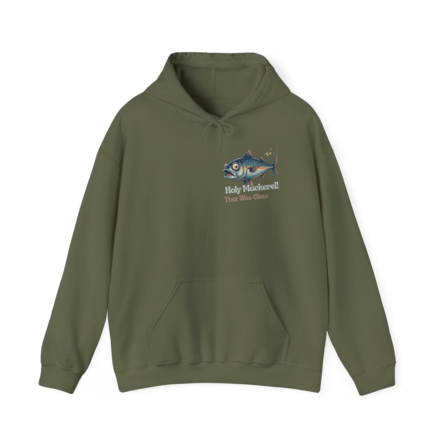 Holy Mackerel Fishing Hoodie — Retro Funny Angler Pullover Sweatshirt