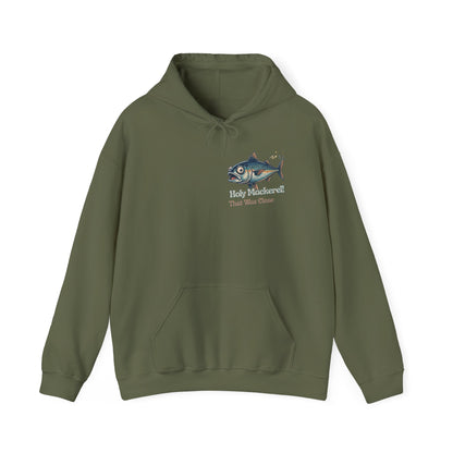 Holy Mackerel Fishing Hoodie — Retro Funny Angler Pullover Sweatshirt