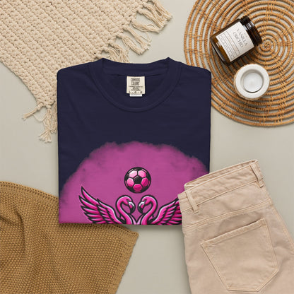 Miami Soccer Fans Pink Flamingo Heart T-Shirt