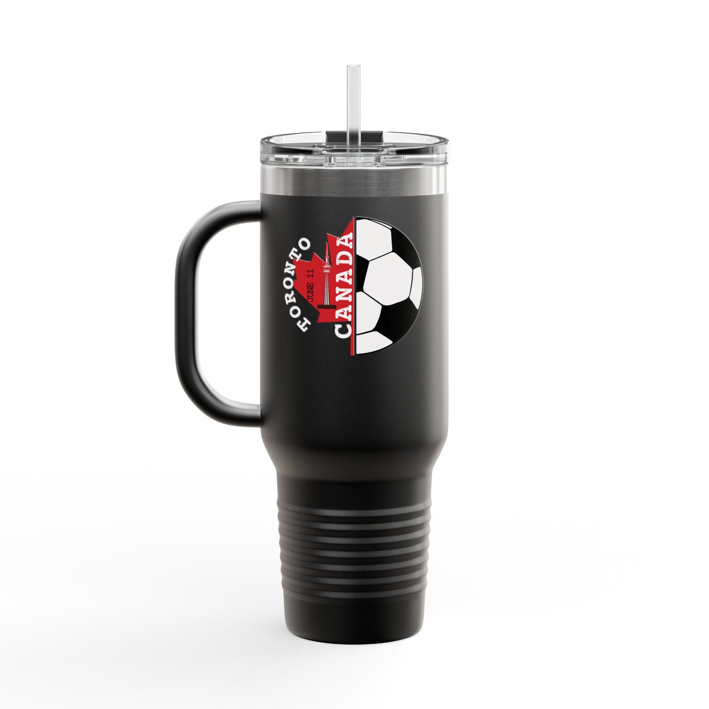 Toronto Soccer Maple Leaf 40oz Insulated Travel Mug with Handle & Straw