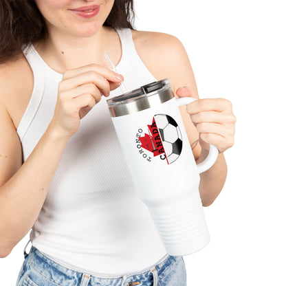 Toronto Soccer Maple Leaf 40oz Insulated Travel Mug with Handle & Straw