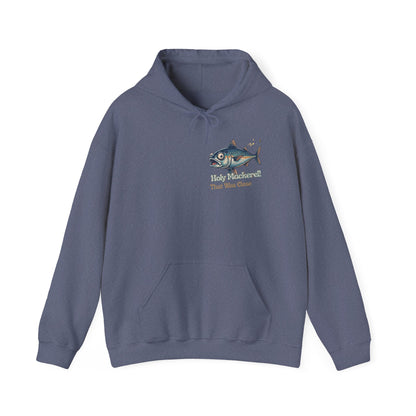 Holy Mackerel Fishing Hoodie — Retro Funny Angler Pullover Sweatshirt
